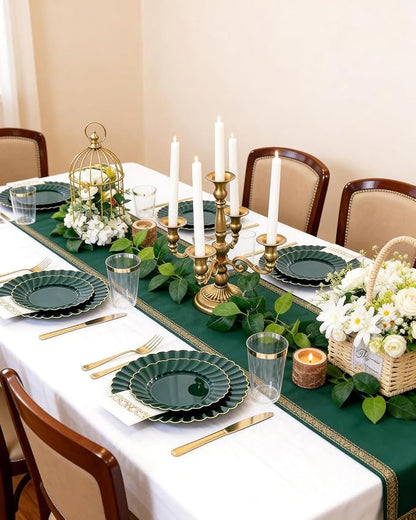 YOUBET 175PCS Green Scalloped Plastic Plates - Image 8