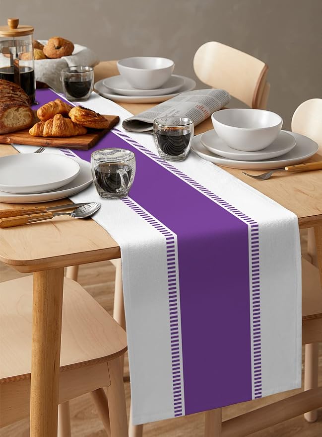 Purple Table Runners 70 inches Long, Modern Stripes Table Runner Farmhouse - Image 6