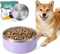 IKITCHEN Dog Bowl for Food and Water, 64 Oz Stainless Steel Pet Feeding Bowl, Durable Non-Skid Insulated Heavy Duty with Rubber Bottom for Medium Large Dogs (64 Ounces/8 Cup, Light Purple)