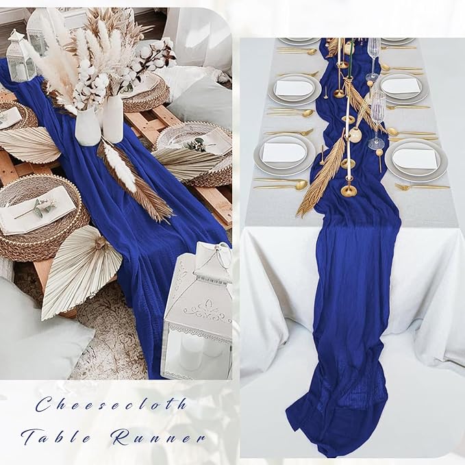 12 Pieces Royal Blue Cheesecloth Table Runner 10FT Pink Runner - Image 5