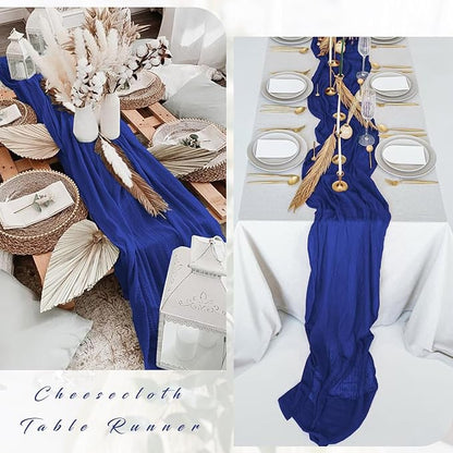 6 Pieces Royal Blue Cheesecloth Table Runner 10FT Pink Runner - Image 5