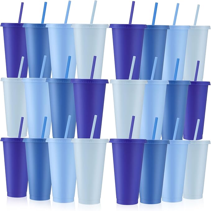 Skylety 24 Pcs Gray Blue Plastic Cups by Skylety