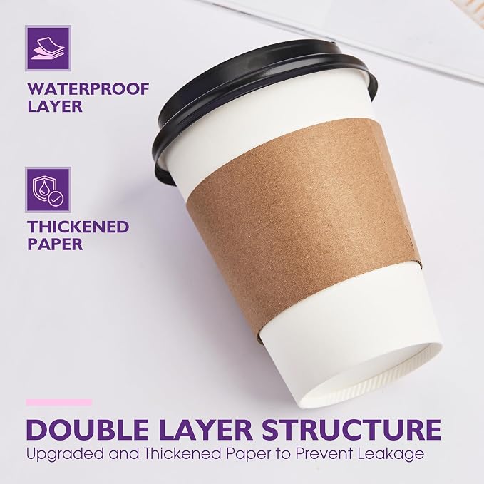 12 oz 50 Pack Disposable Coffee Cups - Image 6