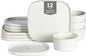Stone Lain Cairo 12-Piece Dinnerware Set Stoneware, Plates and Bowls Set, Microwave and Dishwasher Safe, Includes Dinner and Salad Plates, Cereal Bowls, Dish for 4, White Speckled