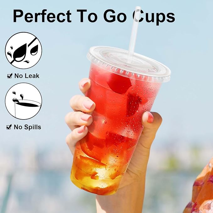 Clawsoff 100 Pack 24 oz Disposable Clear Plastic Cups - Image 4