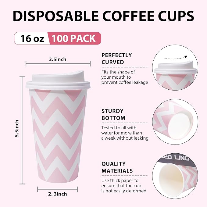 Tamone 100 PACK 16OZ Disposable Coffee Cups - Image 2
