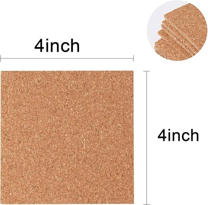 220 Pack Self Adhesive Cork Squares and Round DIY Adhesive Cork Board for Coasters and DIY Crafts