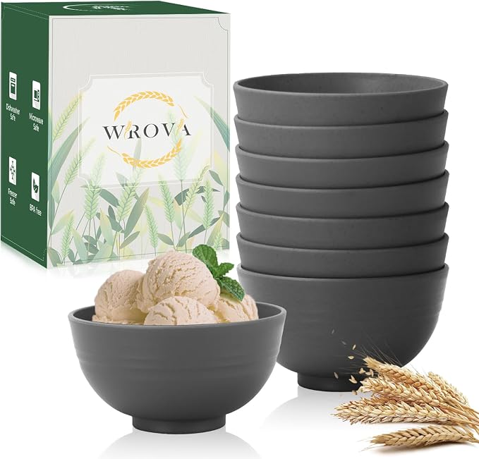 wheat straw small bowls 10oz set of 8 by WROVA