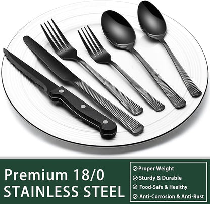 EWFEN 24-Piece Black Silverware Set - Image 5