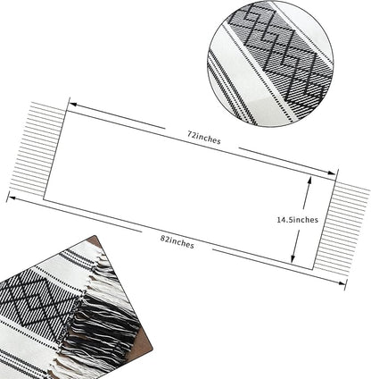 Woven Table Runners Farmhouse Style, Boho Table Runners 72 inches Long - Image 2