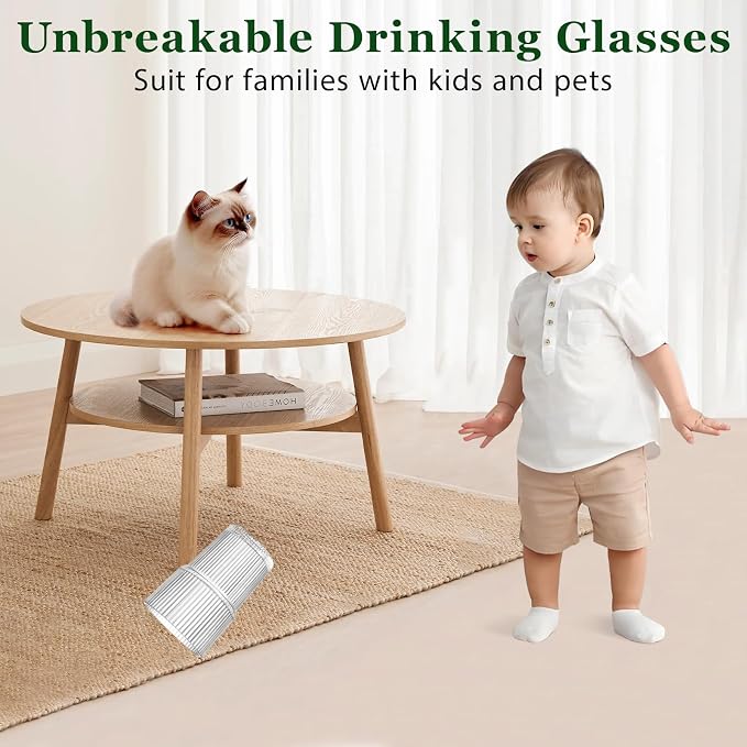 17oz Shatterproof Ribbed Glasses, Plastic Tumblers - Image 3