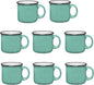 Set of 8 Ceramic Campfire Mugs – 15 Oz, Teal – Coffee & Tea Cups by GiftsbyDesign