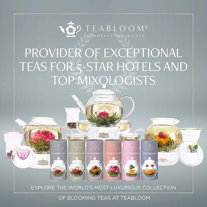 Teabloom Complete Glass Tea Set – Teapot, Loose Tea Infuser, 4 Insulated Teacups - Image 9