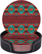 Southwest Southwestern Navajo Abstract Aztec Drinking Coasters PU Leather by YISHOW