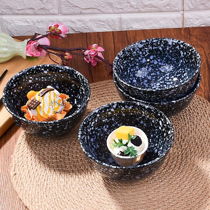 Japanese Bowl Set of 4 Ceramic Rice Bowls 4.5 Inch Speckled Glaze Snack Bowls - Image 8