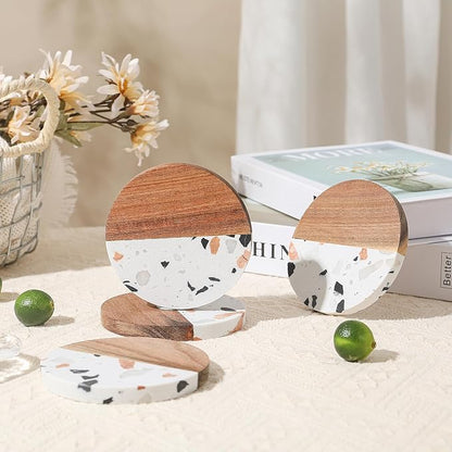 Drink Acacia Wood-Marble Coasters Set of 4, Cup Coaster - Image 3