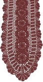 Cotton Handmade Crochet Lace Oval Table Runner Wine Red 12x48 Inch by KEPSWET