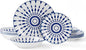 Bestone 12-Piece Round Porcelain Dinnerware Set, Service for 4, Chip Resistant Plates and Bowls,Blue, Dishwasher & Microwave Safe for Home Daily Use