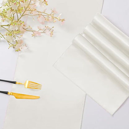 Horbaunal 2 Pack Ivory Satin Table Runner 12 x 108 Inch | Smooth Table Runners - Image 5