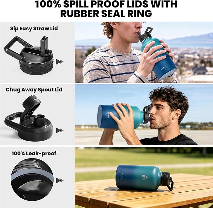 RAYMYLO Insulated Water Bottle 64 oz, Triple Wall Vacuum Stainless Steel | - Image 3