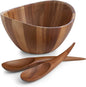 nambe Gourmet Harmony 3 Piece Wooden Salad Bowl Set | Big 12-Inch Salad Bowl by Unknown