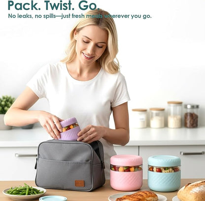 24 oz Glass Lunch Bowl Container with Lid | Leak & Spill Proof, BPA-Free, Microwave & Dishwasher Safe, Airtight Meal Prep & Food Storage Jar for Lunch, Salad, Soup, Overnight Oats, Stew, Yogurt