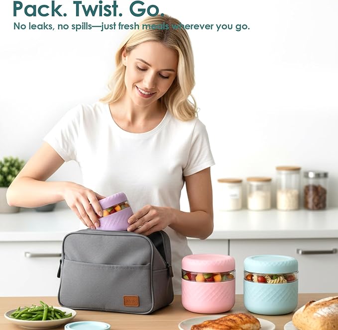 16 oz Glass Lunch Bowl Container with Lid | Leak & Spill Proof, BPA-Free, Microwave & Dishwasher Safe, Airtight Meal Prep & Food Storage Jar for Lunch, Salad, Soup, Overnight Oats, Stew, Yogurt