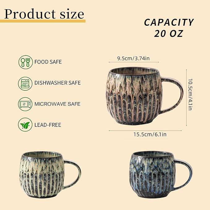 Large Ceramic Coffee Mug - 20oz Big Tea Cup - Image 2