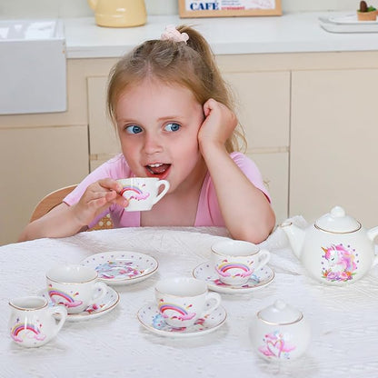 TUZT Porcelain Tea Party Set for Little Girls Kids Toddlers, Pretend Play Toys - Image 9