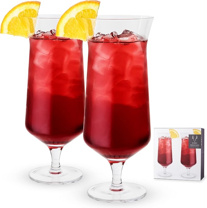 Viski Raye Hurricane Glasses, Tropical Cocktail Glass, Crystal Glasses Gift set by VISKI