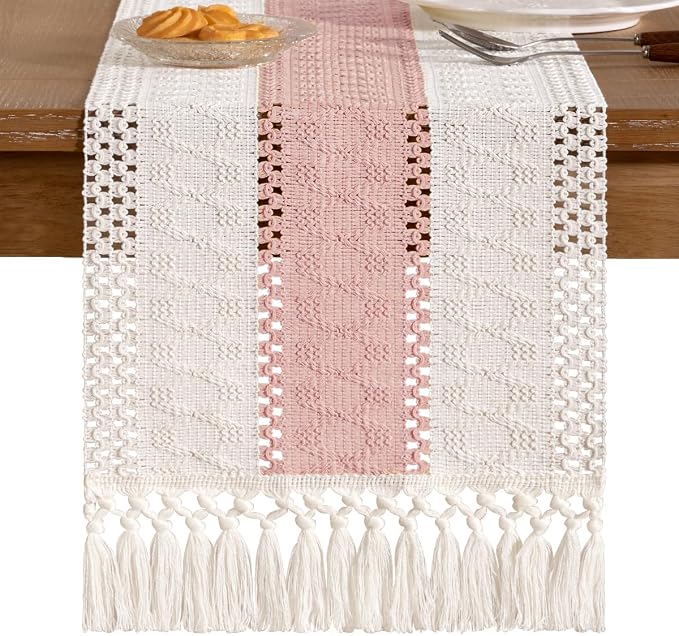 Boho Table Runner Summer Farmhouse Rustic Dining Dresser Scarf Home Decor | - Image 5