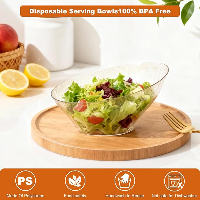 5 Pack Gold Glitter Plastic Serving Bowls - Image 4