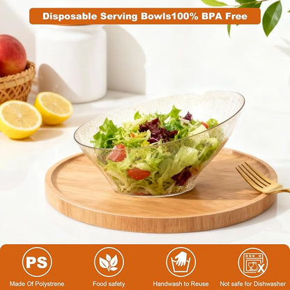 12 Pack Gold Glitter Plastic Serving Bowls - Image 5