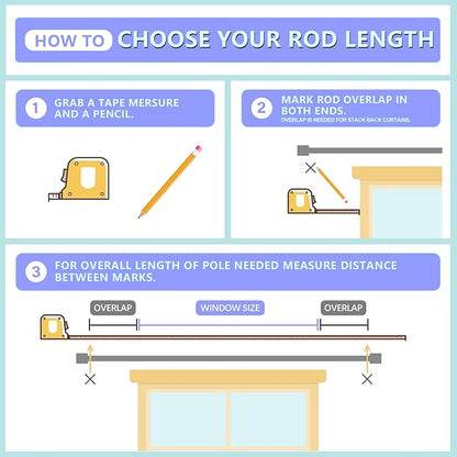 Curtain Rods for Windows 16 to 144 Inches Adjustable Length 1 Inch Diameter Window Curtain Rod with Aluminium Finials, Flash Gold
