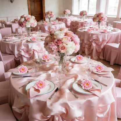 Pink Peony Napkin Rings Set of 8, Big Faux Floral Napkin Ring Buckles Holder - Image 4