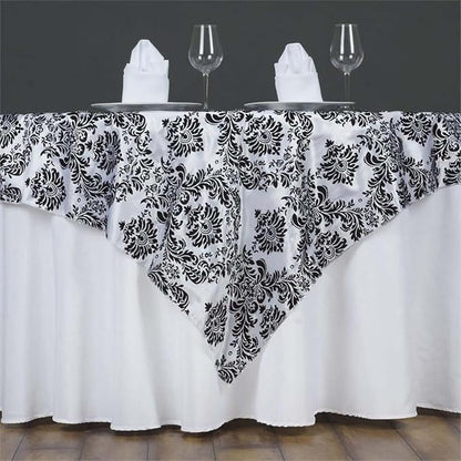 Efavormart 5pcs Black Damask Flocking Square Tablecloth Overlay 60"x60" Square by efavormart