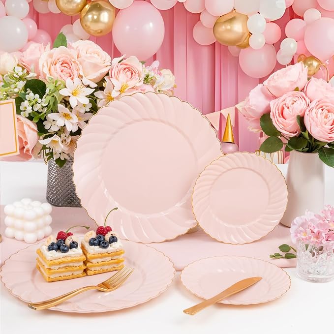 YOUBET 125PCS Pink Plastic Plates - Image 10