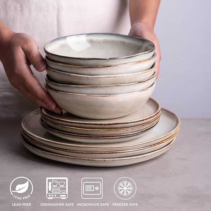 AmorArc Ceramic Cereal Bowls Set of 6, 24 oz Handmade Stoneware Bowls Set - Image 3