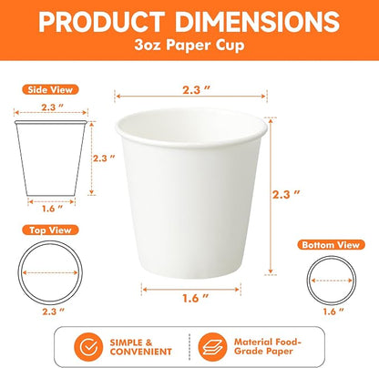 METAPRINT 600 Pack 3 oz Small Paper Cups, Disposable Bathroom Mouthwash Cups - Image 7