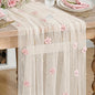 Artoid Mode Pink Flower Pearl White Gauze Table Runner 10FT, Seasonal Sheer by ArtoidMode
