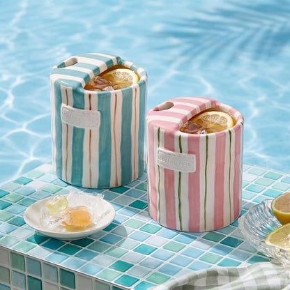 2 Pack Ceramic Coffee Mug with Sip Hole Espresso Cup 10oz with Straws Retro - Image 3