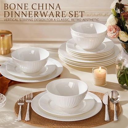 12Pc Bone China Dinnerware Set & 20Pc Flatware Combo Set - Image 3
