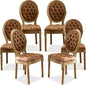 SoarFlash French Dining Chairs Set of 6, Vantage Dining Chair with Round Back, Farmhouse Country PU Leather Dining Chair for Kitchen,Bedroom,Orange