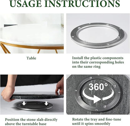 Koville 16'' Black Marble Lazy Susan for Kitchen, Marble Turntable for Dinning, Stone Lazy Susan Organizer for Cabinet, Serving Rotation Spinning Tabletop Organizer Swiveling, Spice Rack Storage
