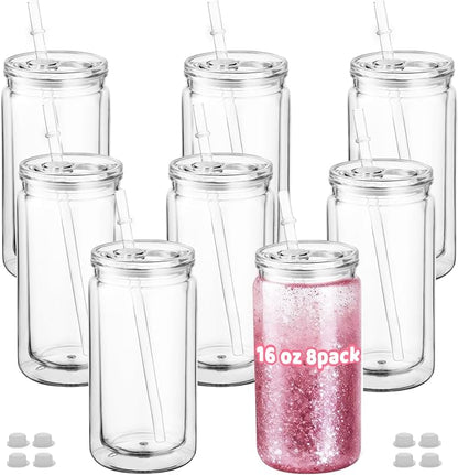 8 Pack 16oz Snow Globe Tumblers by Cuguords