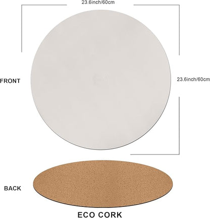 CENNBIE 23.6 Inches Round Table Mat - Cork Leather Placemats - Suitable as Side Dining Coffee Table Cover (Cream)