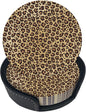 6 Pcs Animal Leopard Cheetah Print Brown Leather Coasters by NiuKom