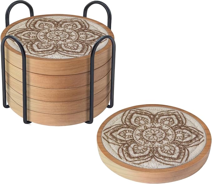 Boho Coasters Set of 6, Eykao Cup Coasters by Eykao