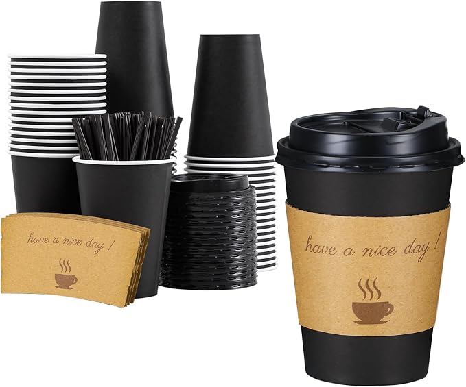 Lamosi 12 oz Coffee Cups 50 Pack, Disposable To Go Paper Cups by BuyNow