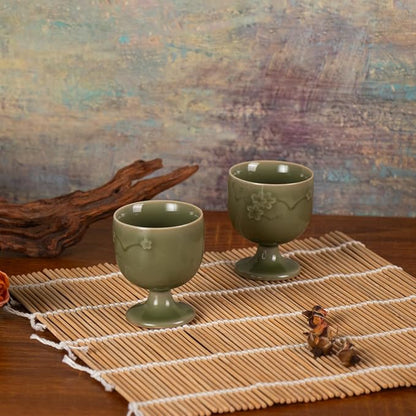 KAMMAK Tea Cup, Porcelain Tea Cups Set, 1.6oz Small Tea Set of 2 - Image 6